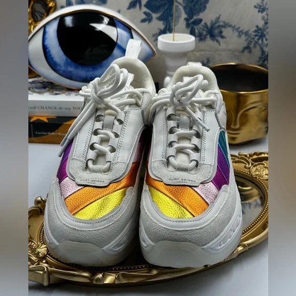 🆕 KURT GEIGER LONDON 🧿 NWOB Kensington Pump Sneaker - White Multi - Sz 39 - Picture 9 of 16